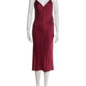 Olivia Von Halle Dress (100% silk, Midi Length) Red